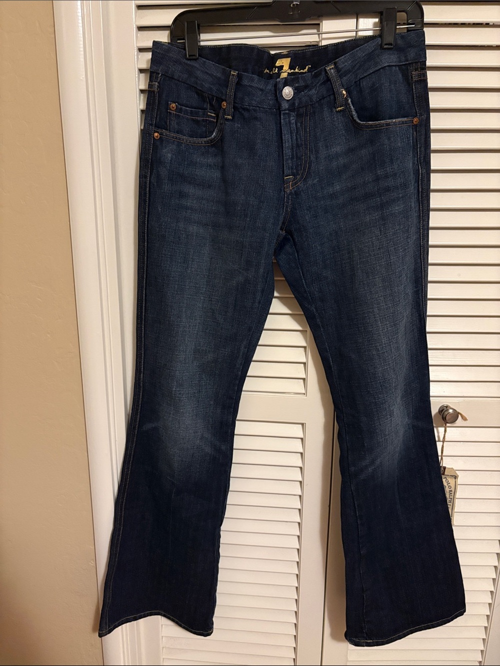 7 For All Mankind Low Rise Dark Blue Flare Jeans